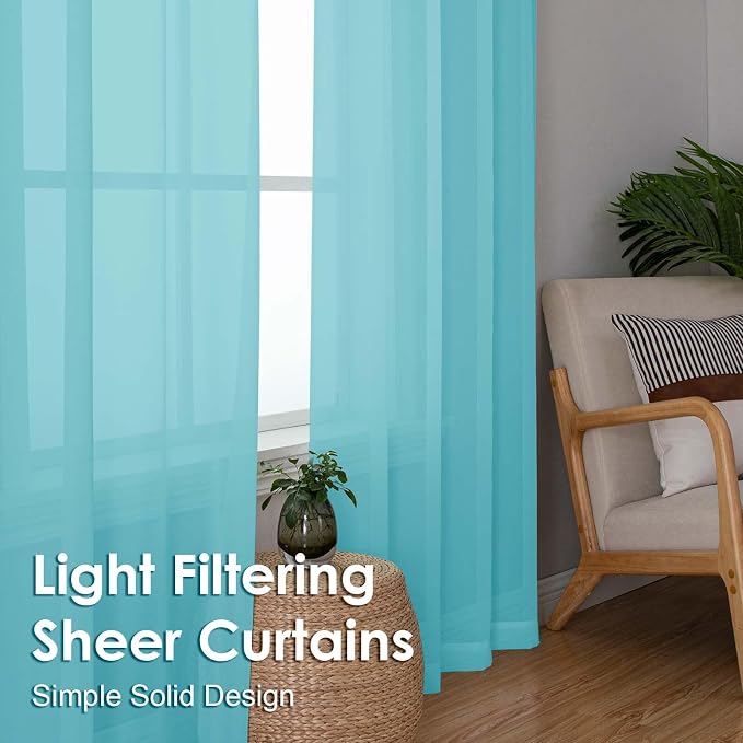 OVZME Sheer Curtains 84 Inches Long 2 Panels Set, Light Filtering Transparent - Image 6