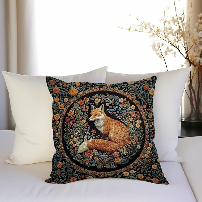 YOU FOUND ME William Morris Abstract Vintage Floral Velvet Fox Design Throw - Image 4