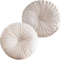 2 Pcs Round Throw Pillows Pleated Velvet Pumpkin Round Pillows Floor Cushion by Teieas