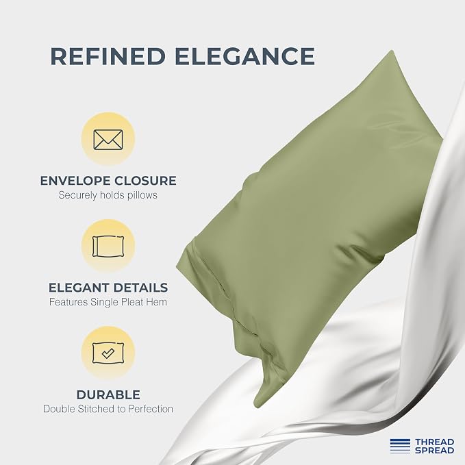 THREAD SPREAD 100% Egyptian Cotton Sheets California King Size Bed Set - Image 4