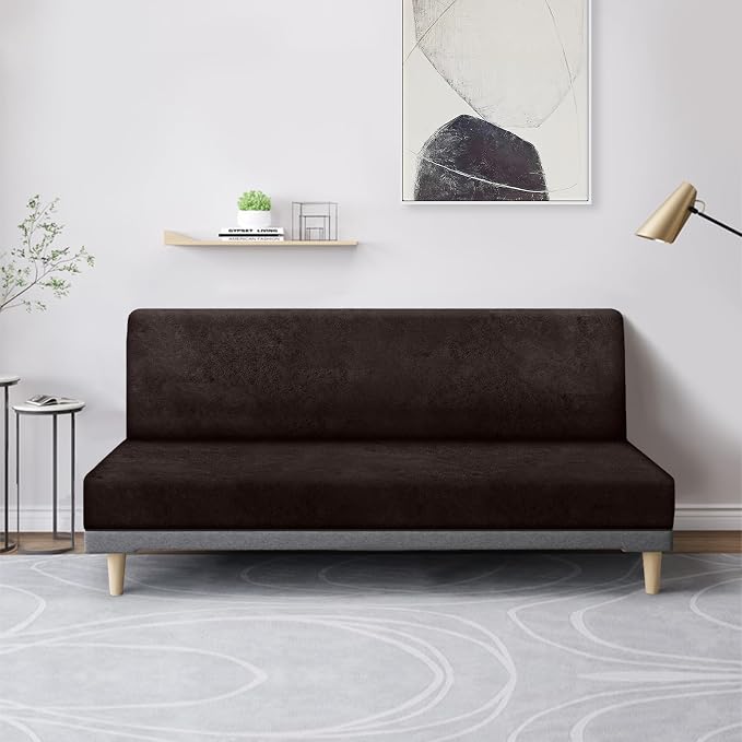 molasofa Leather Like Stretch Futon Slipcover Armless Sofa Cover Furniture - Image 7