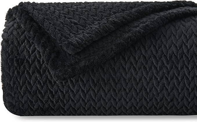 NEWCOSPLAY Super Soft Throw Blanket Black Premium Silky Flannel Fleece Leaves by NEWCOSPLAY