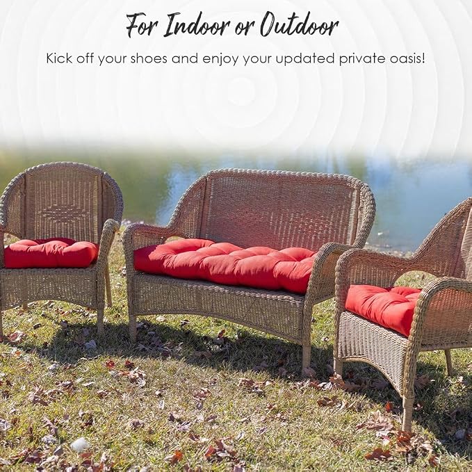 RSH DECOR: Tufted U-Shape Wicker Seat Cushions Set of 2 | 19” x 19” | - Image 8