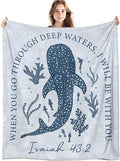 Christian Whale Blanket, Ocean Coastal Beach Bible Verse Throw Blankets by Unknown