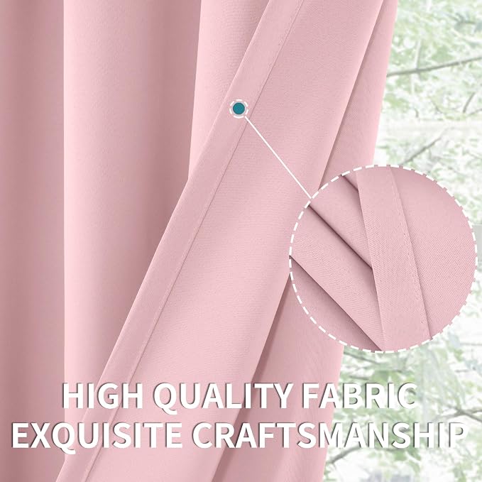 BGment Pink Room Darkening Curtains 63 Inches Length - Image 4