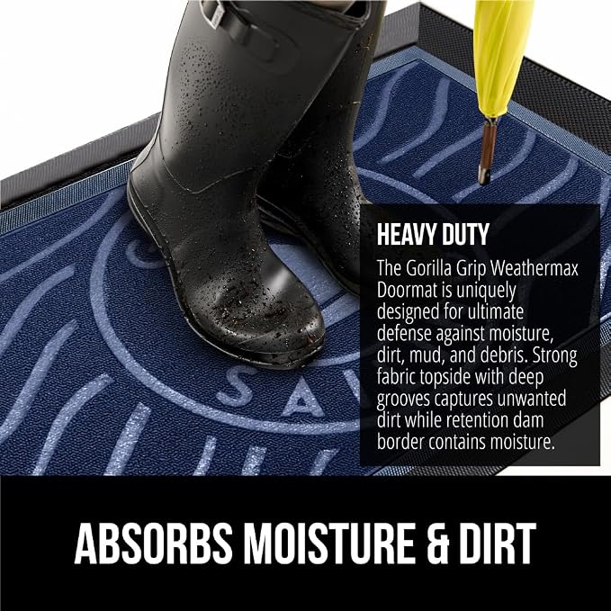 GORILLA GRIP 100% Waterproof All-Season WeatherMax Doormat 35x23, US Designed - Image 4
