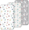 Nap Mat Sheet 47"x24", 3 Pack Dinosaur Baby Crib Sheets Fitted Elastic Corners by CivaruaKids
