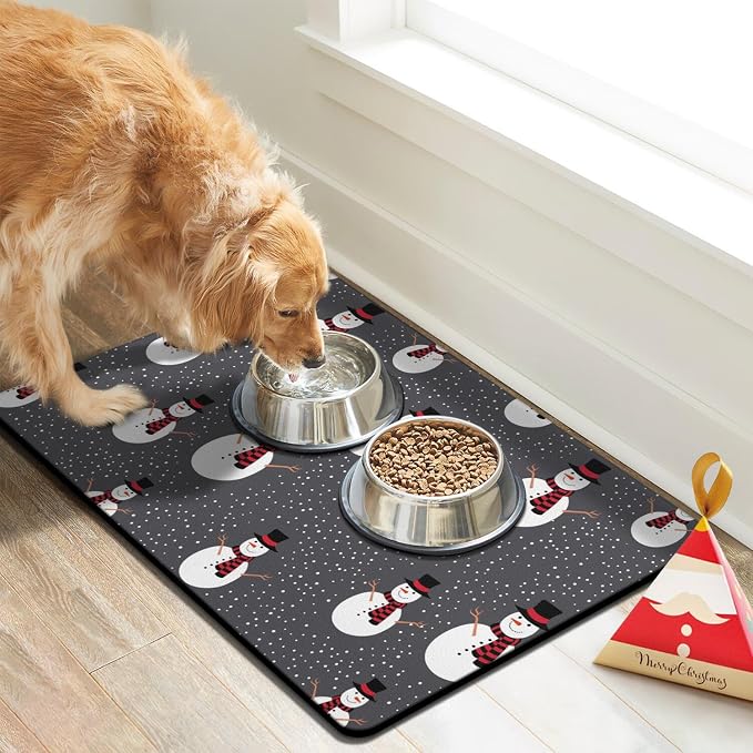 Dog Food Mats for Floors, Absorbent Dog Bowl Mat for Food and Water Dispenser - Image 2