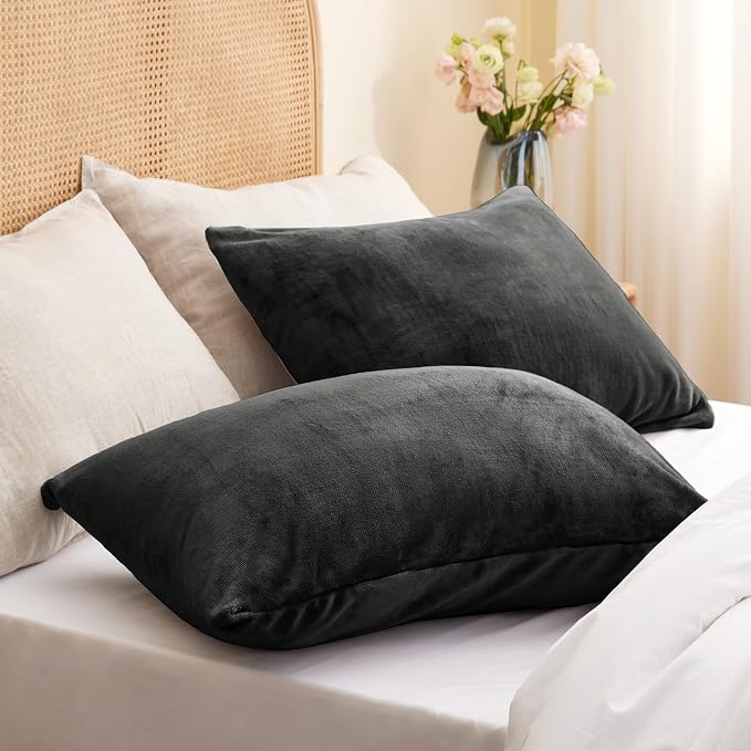 BEDELITE Flannel King Size Pillow Cases Set of 2, Super Soft Fleece Pillowcases - Image 2