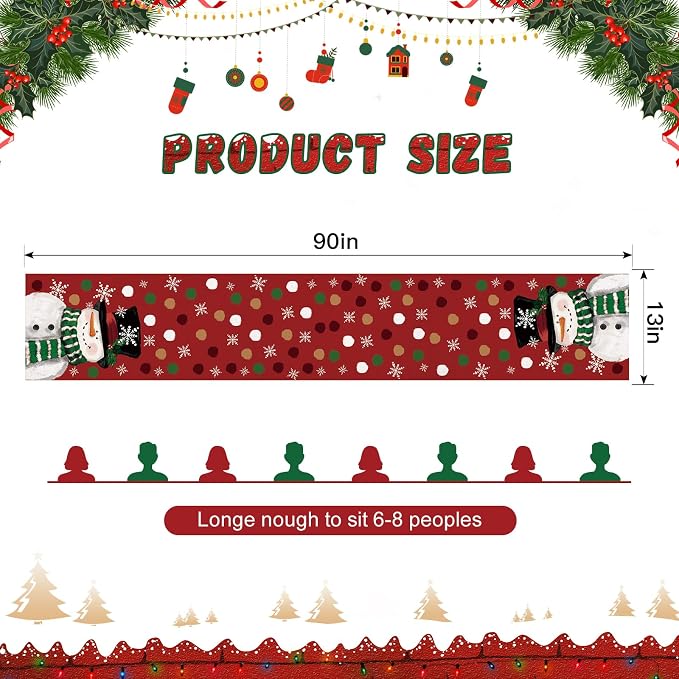 OTOSTAR Snowman Snowflake Christmas Table Runner, Xmas Seasonal Winter Holiday - Image 5