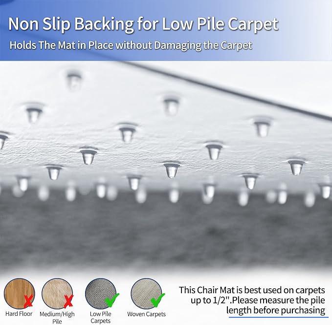 Amyracel Chair Mat for Carpet, Easy Glide Plastic Floor Mat for Office Chair on - Image 3