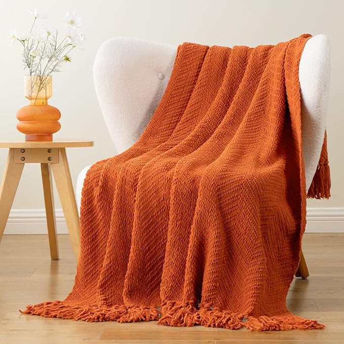 BATTILO HOME Burnt Orange Throw Blanket - Image 3