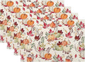 Fall Placemats Set of 4, Pumpkin Maple Leaf Flower Decorative Table Mat 12 x 18 by Sunshineyan