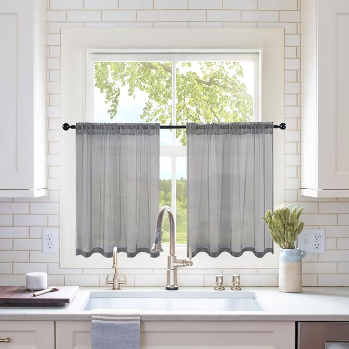 MIULEE Short Sheer Curtains 30 Inch Length by MIULEE