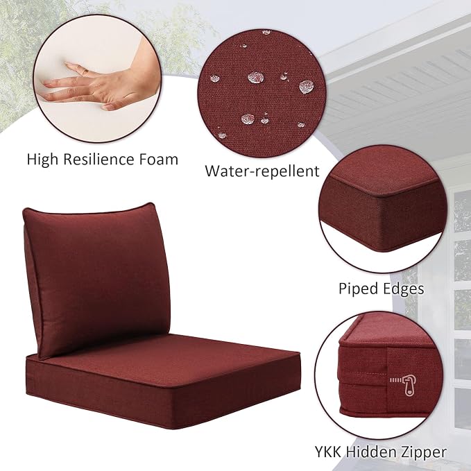 Sunbrella Outdoor Chair Cushions Set, Water-Repellent, Fade Resistant, Deep - Image 4