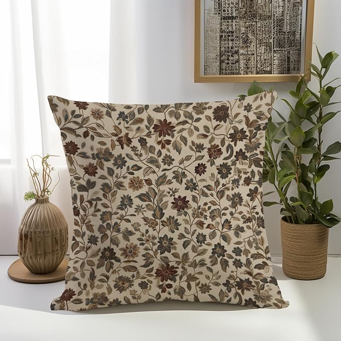 William Morris Abstract Vintage Floral Velvet Butterfly Design Throw Pillow - Image 4