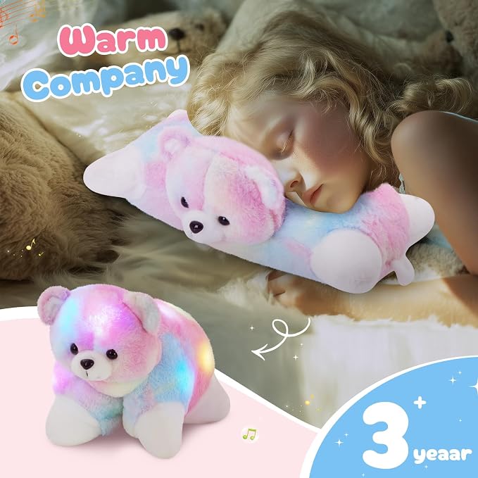 Glow Guards 15" Light up Musical Rainbow Teddy Bear Plush Pillow, Cute Stuffed - Image 4