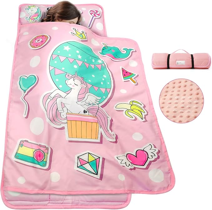TANOSHII® Toddler Nap Mat with Pillow and Blanket, Portable Kids Sleeping Mats by TANOSHII