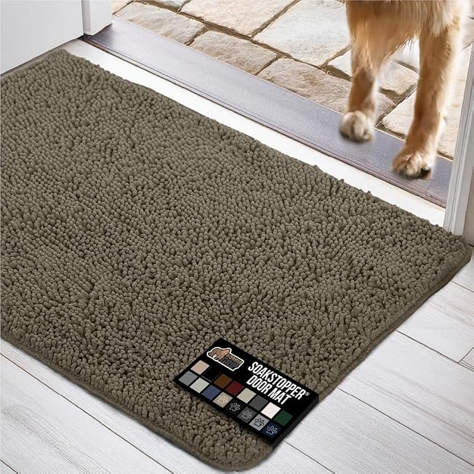GORILLA GRIP SOAKSTOPPER Dog Door Mat, 36x24 Machine Washable Rug Absorbent by GorillaGrip