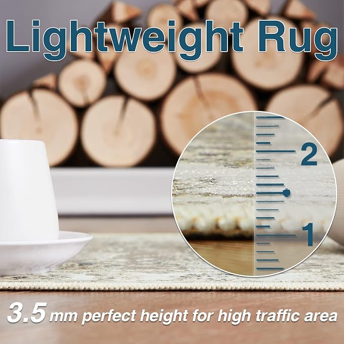jinchan Fiora Hallway Runner Rug 3x7 Machine Washable Runner Rug Taupe Vintage - Image 5