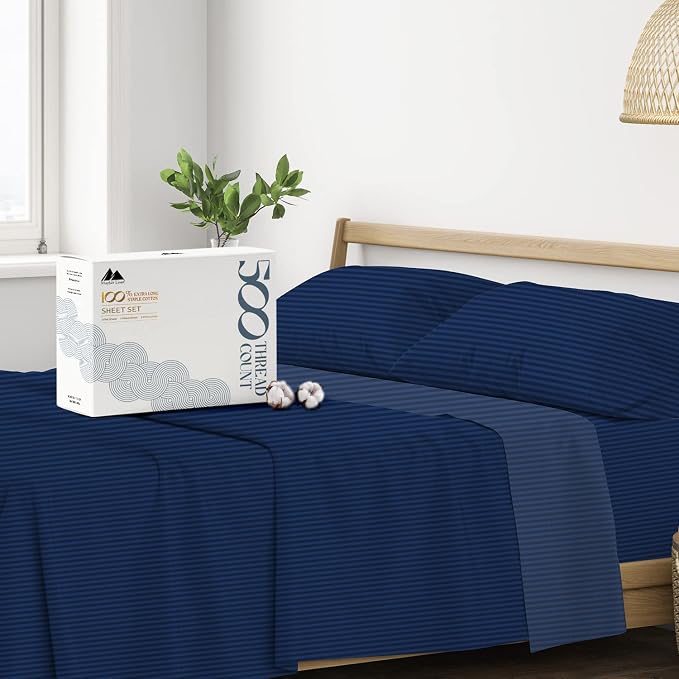 Mayfair Linen 100% Cotton Striped Sheets California King Size Bed Set by MayfairLinen