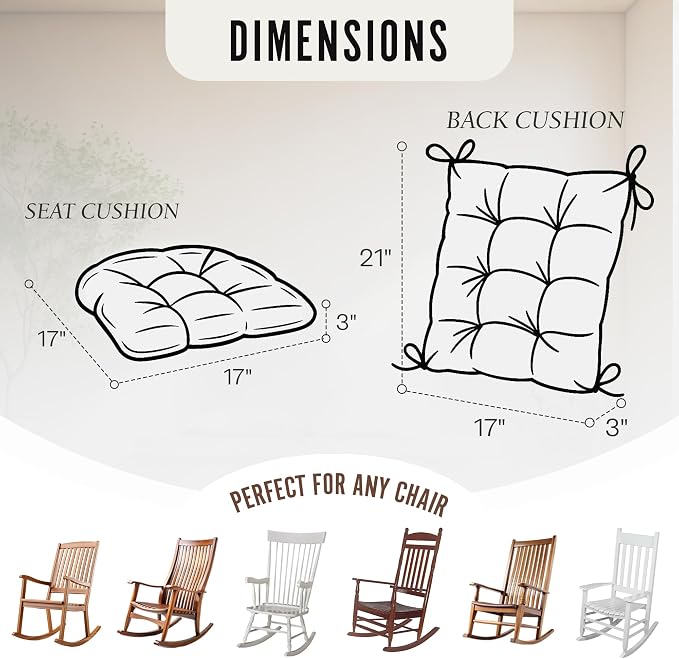 Klear Vu Omega Non-Slip Rocking Chair Cushion, Assembled in USA, Thick Tufted - Image 7