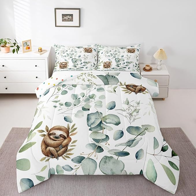 Erosebridal Girls Kawaii Animal Bedding Toddler Size Cute Sloth Comforter Set by Erosebridal