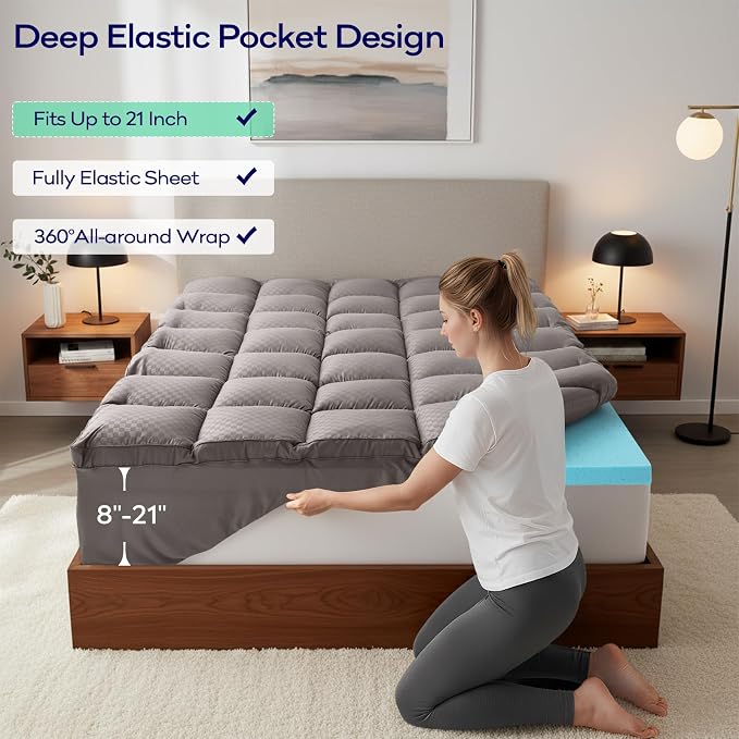 OLANLY Dual-Layer 4 Inch Twin Size Memory Foam Mattress Topper - Image 6