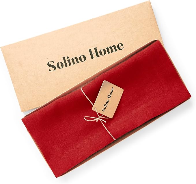 Solino Home 100% Pure Linen Red Table Runner 36 Inches - Image 5