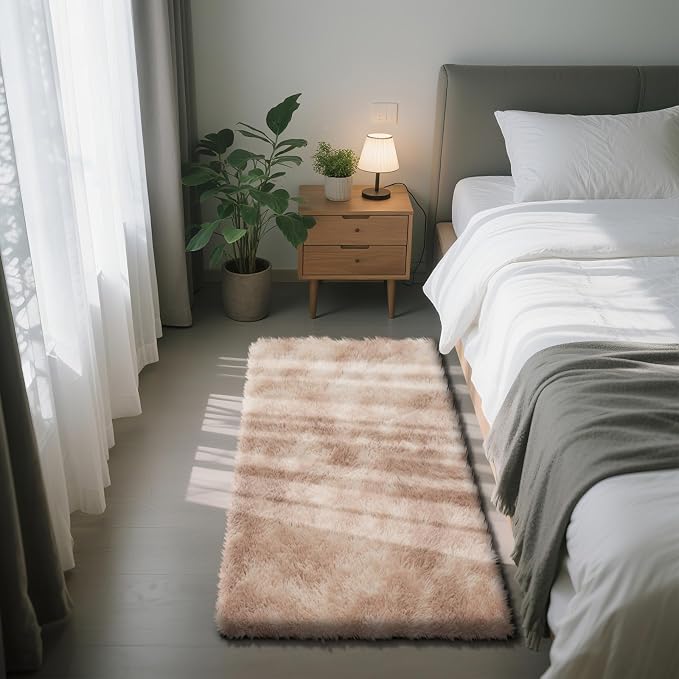 Fluffy Rug Shaggy Area Rug, Mottling Beige 3x5 Area Rugs - Image 3