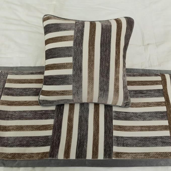The HomeCentric King/Queen/Twin Beige & Grey Decorative Full 68"x18" Bed Runner - Image 5