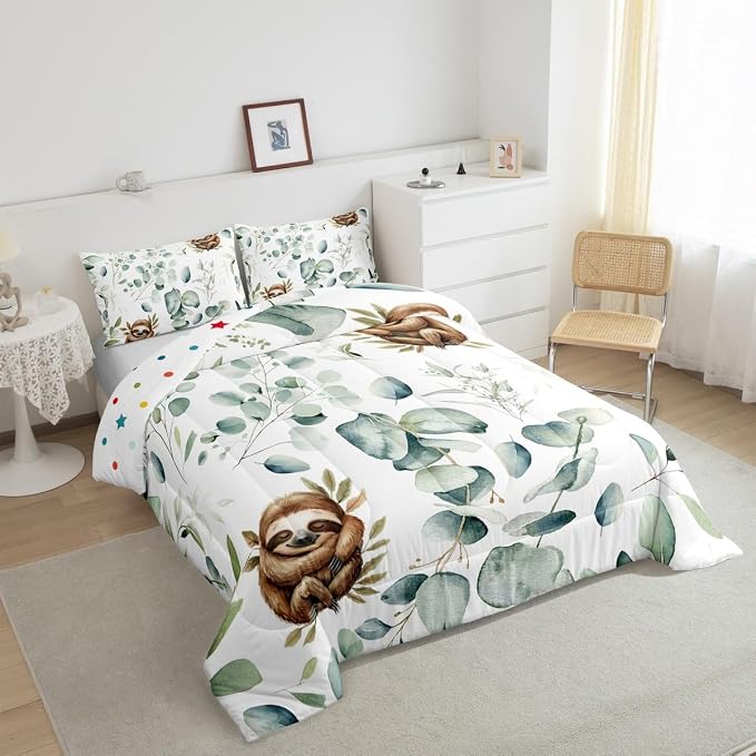Erosebridal Girls Kawaii Animal Bedding Toddler Size Cute Sloth Comforter Set - Image 5