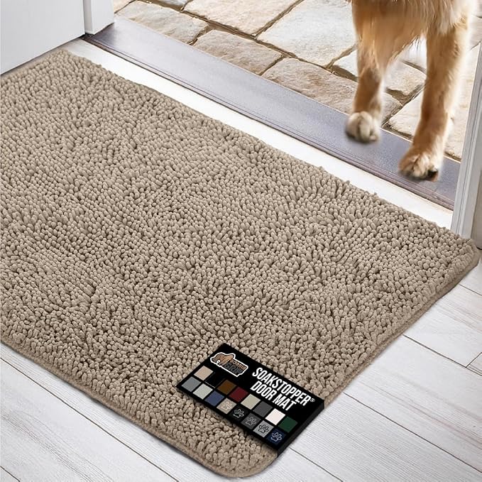 GORILLA GRIP SOAKSTOPPER Dog Door Mat, 35x24 Machine Washable Rug Absorbent by GorillaGrip