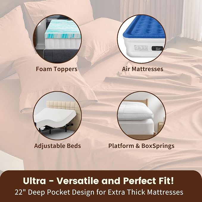 100% Linen Sheet Set Queen Size Extra Deep Pocket Fits 18-24 Inch Mattress - Image 3