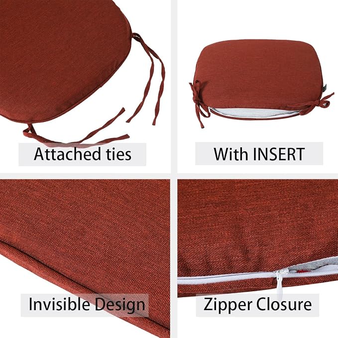 Outdoor Chair Cushions Set of 2, Patio Seat Cushion 17"x16"x2", U-Shaped Dining - Image 3