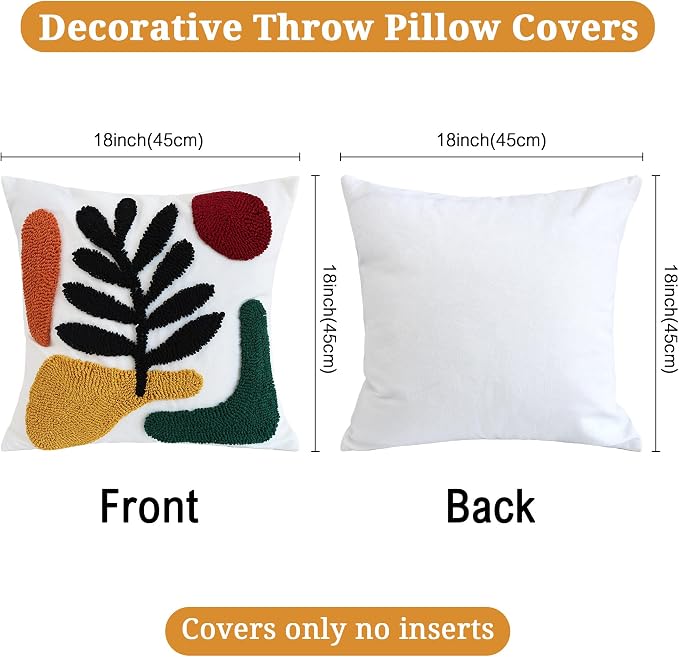 Boho Accent Pillow Covers 18x18- Tufted Abstract Modern Square Throw Pillow - Image 2