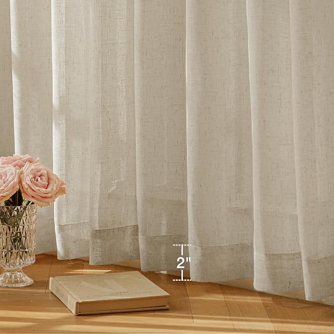Anmao Natural Linen Curtains for Living Room 72 Inch Length 2 Panels Set - Image 8