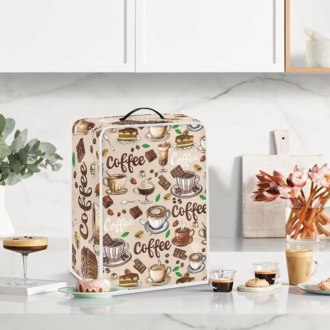 Mumeson Coffee Cup Design Coffee Maker Cover Stain Resistant Washable Covers - Image 2