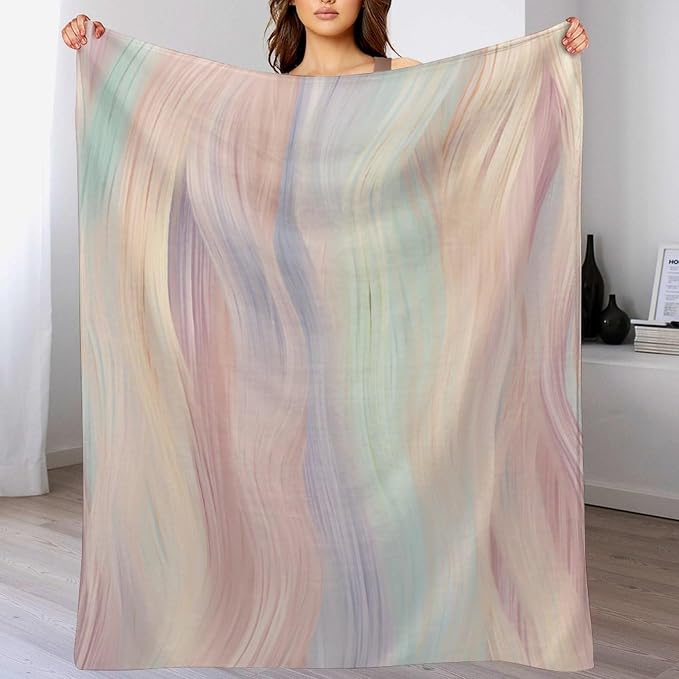 Fashion Gradient Blanket, Modern Abstract Art Colorful Pink Painting Strokes - Image 5