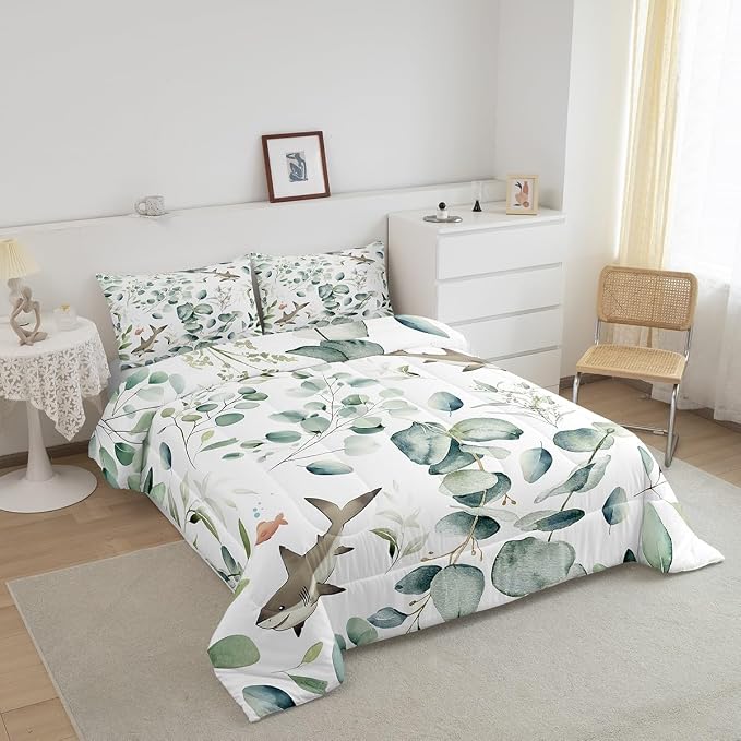 Erosebridal Girls Kawaii Animal King Size Comforter Set Cute Shark Bedding Set - Image 3