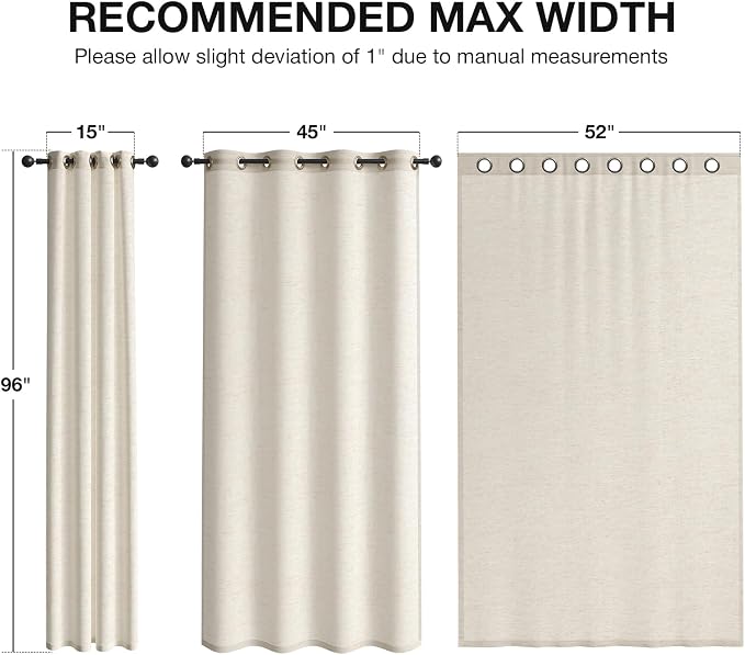 Anmao Flax Linen Curtains for Living Room 96 Inch Length 2 Panels Set, Light - Image 5