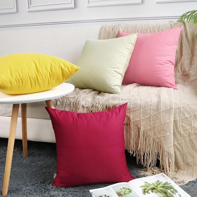 4-Pack 100% Cotton Comfortable Solid Decorative Throw Pillow Case, Thmyo Square - Image 3