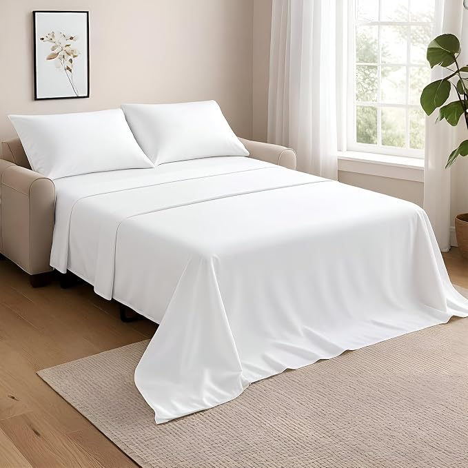 NON Sticky cotton Full Size Sleeper Sofa Sheets, 4 Piece Egyptian Cotton Bed by Non-StickyCotton
