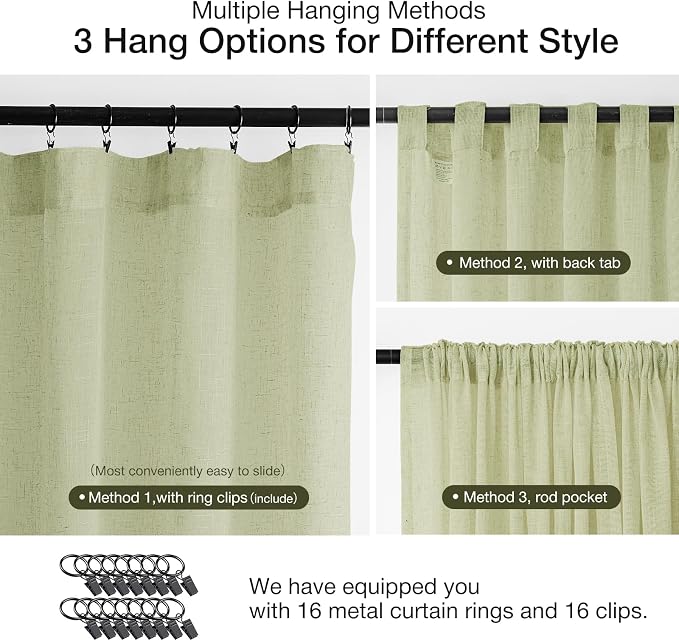 Anmao Natural Linen Curtains for Living Room 80 Inch Length 2 Panels Set - Image 4