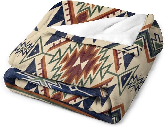 Native Throw Blanket, Southwest Tribal Aztec Pattern Vintage Abstract Ethnic - Image 3