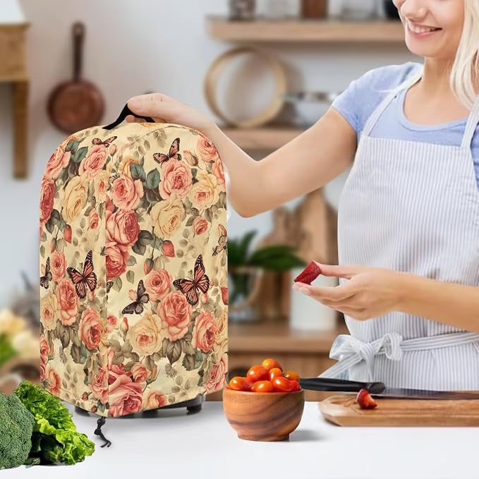 Retro Roses Butterflies Blender Cover Kitchen Coffee Maker Cover Dust - Image 3