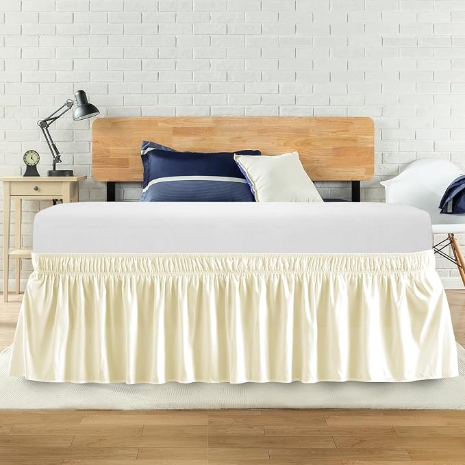 Full Bed Skirt, Elastic Wrap Around Bed Skirt Full Size, Bed Skirts by ANARACHON