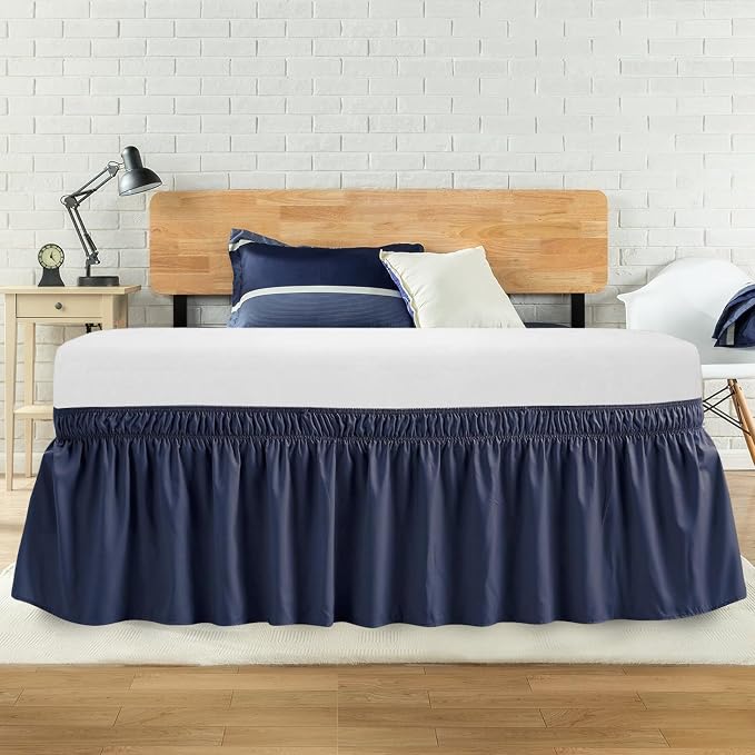 King Bed Skirt, Elastic Wrap Around Bed Skirt King Size, Bed Skirts by ANARACHON