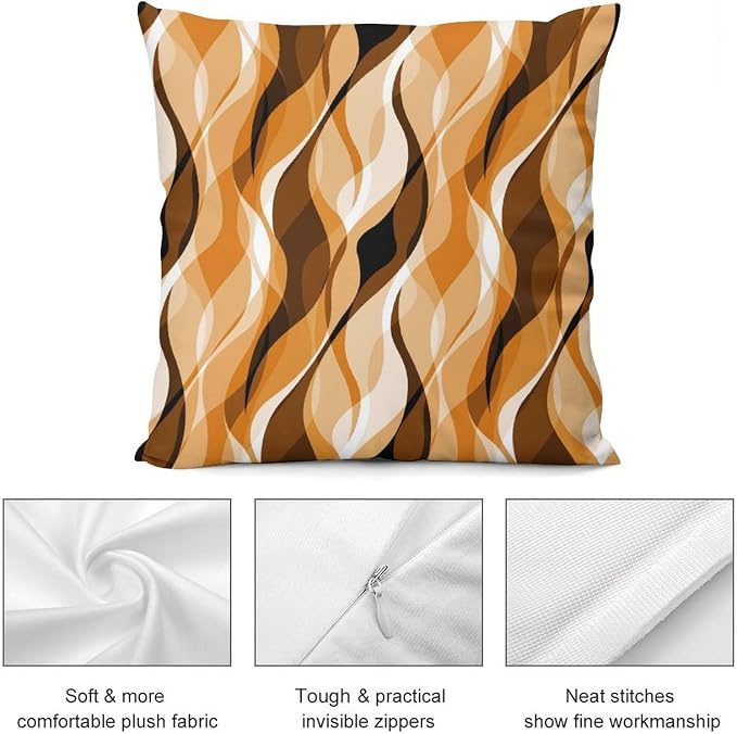 Orange Throw Pillow Covers Modern Abstract Burnt Orange Striped Decorations - Image 7