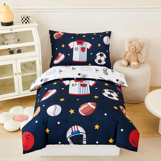 PERFEMET 4 Pieces Sports Toddler Bedding Sets by PERFEMET